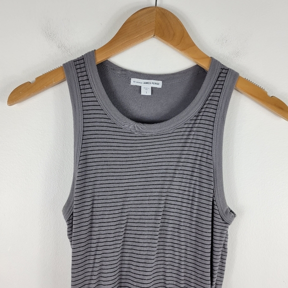 Standard James Perse Knit Striped Ruched Side Midi Bodycon Tank Dress - Picture 2 of 12